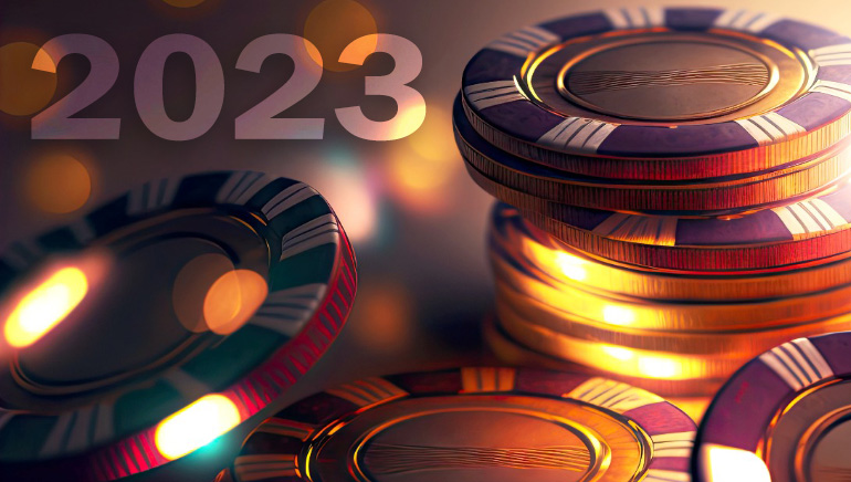 مجموعة من رقائق الكازينو تم إنشاؤها بواسطة الذكاء الاصطناعي لألعاب الكازينو في عام 2023