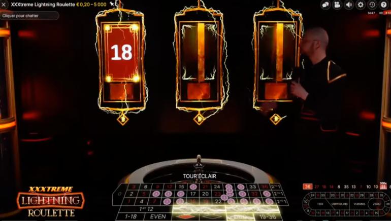 لقطة شاشة للعبة الروليت XXXTreme Lightning Roulette